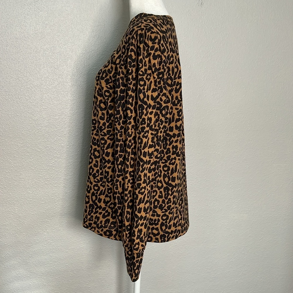 Loft Puff Shoulder Leopard Top Size Medium - Picture 4 of 10